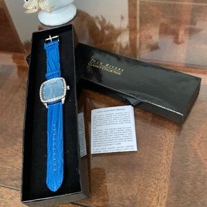Watch Joan Rivers Classic Collection Square Face Blue Leather Band V377 Boxed